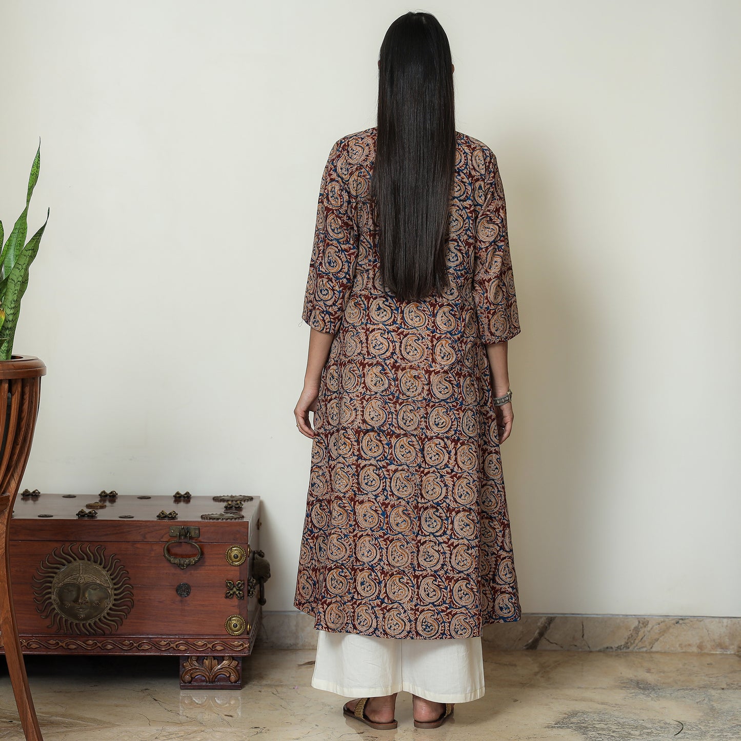 Buy Hand Block Print Cotton A-Line Kalamkari Kurta For Women