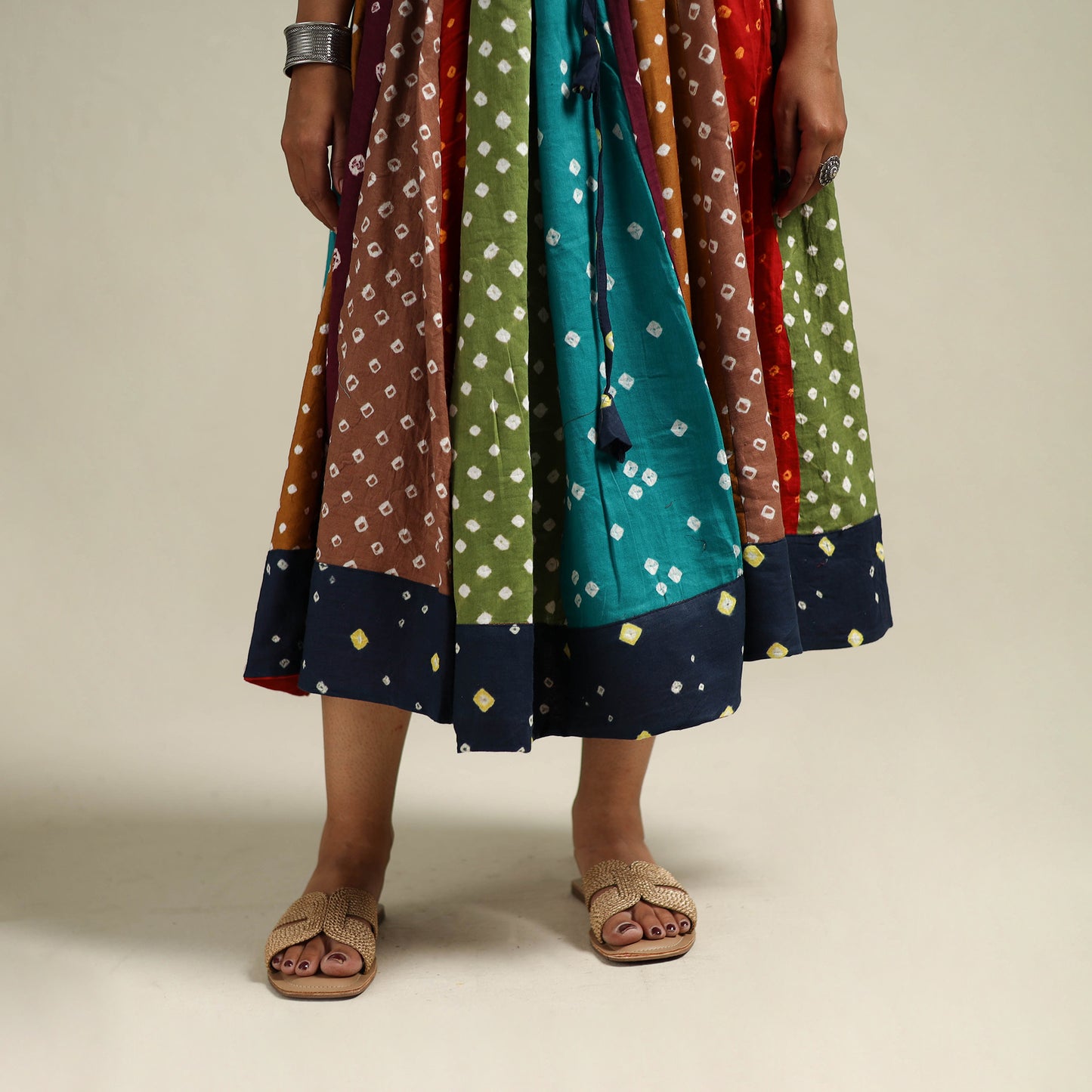 Multicolor - Bandhani Tie-Dye Patchwork Cotton Short Skirt 52