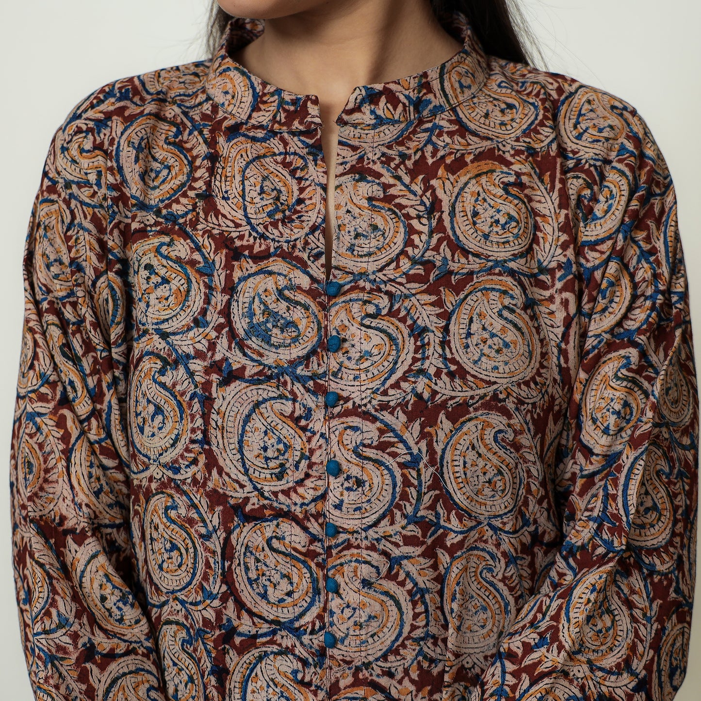 Buy Hand Block Print Cotton A-Line Kalamkari Kurta For Women