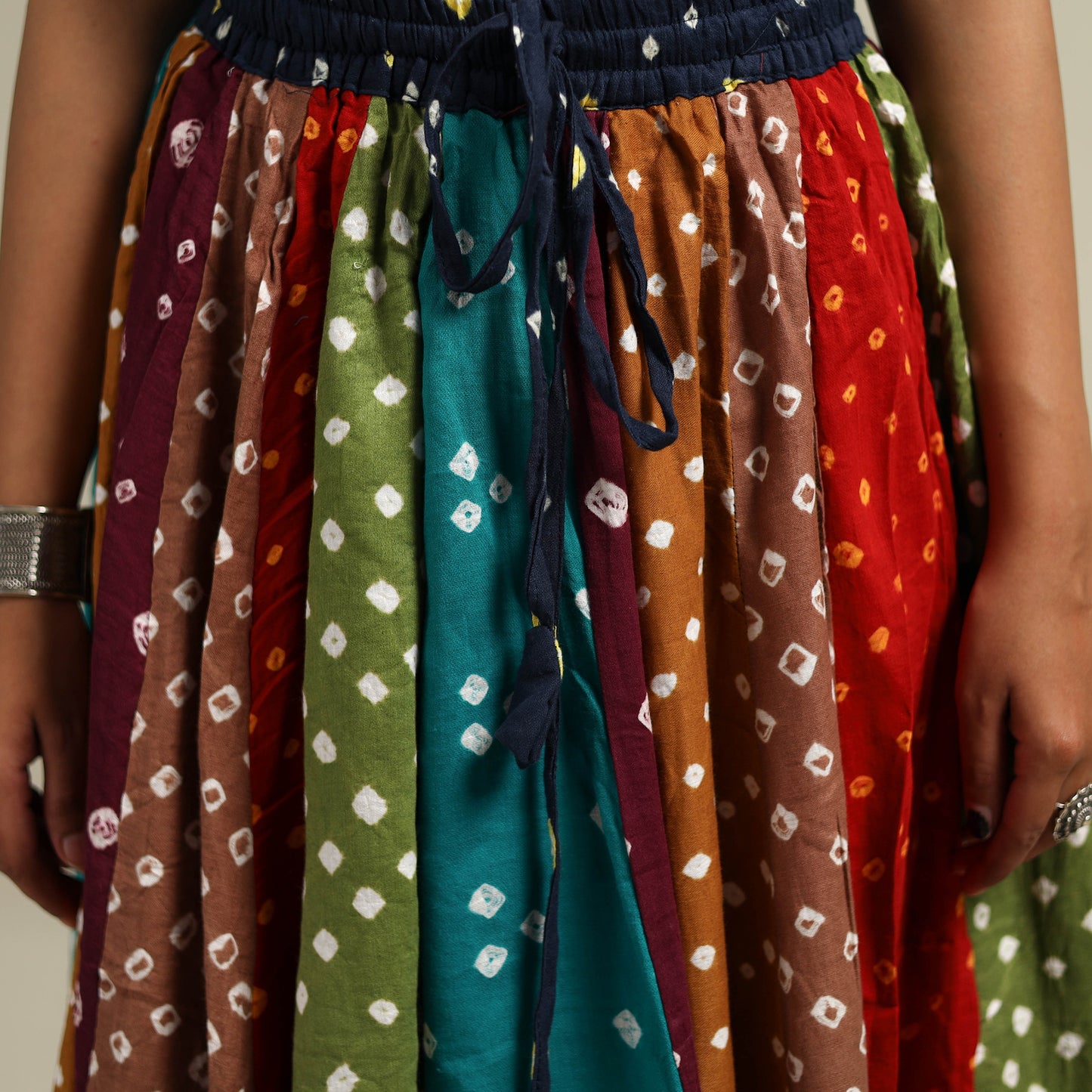 Multicolor - Bandhani Tie-Dye Patchwork Cotton Short Skirt 52