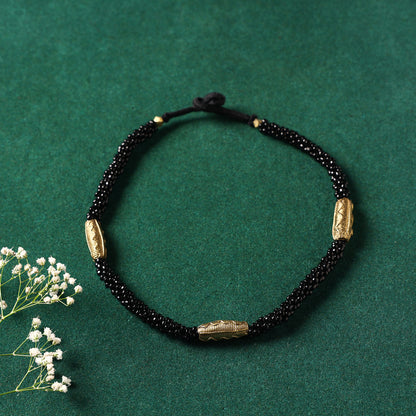 Miharu Black Gold Tone Bead Necklace