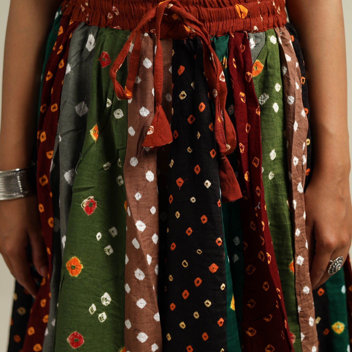 Multicolor - Bandhani Tie-Dye Patchwork Cotton Short Skirt 54