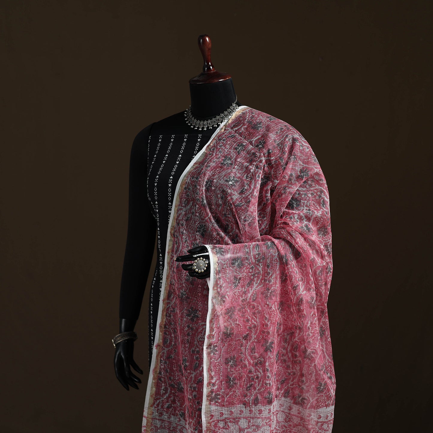 Sanganeri Hand Block Print Kota Doria Cotton Dupatta 63