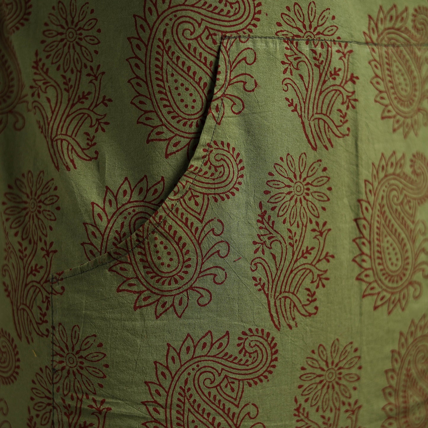 Bagh Hand Block Print Cotton Apron with Pocket 05