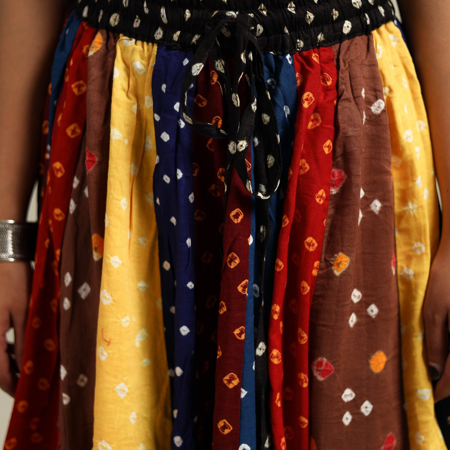 Multicolor - Bandhani Tie-Dye Patchwork Cotton Short Skirt 55