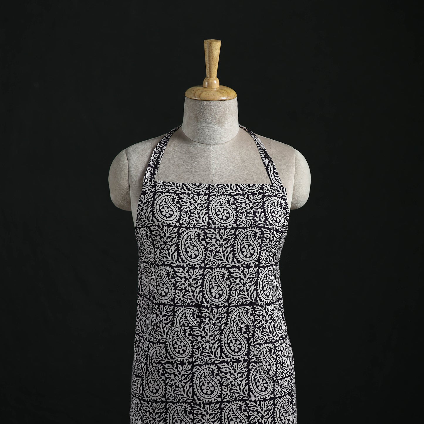 Bagh Hand Block Print Cotton Apron with Pocket 06