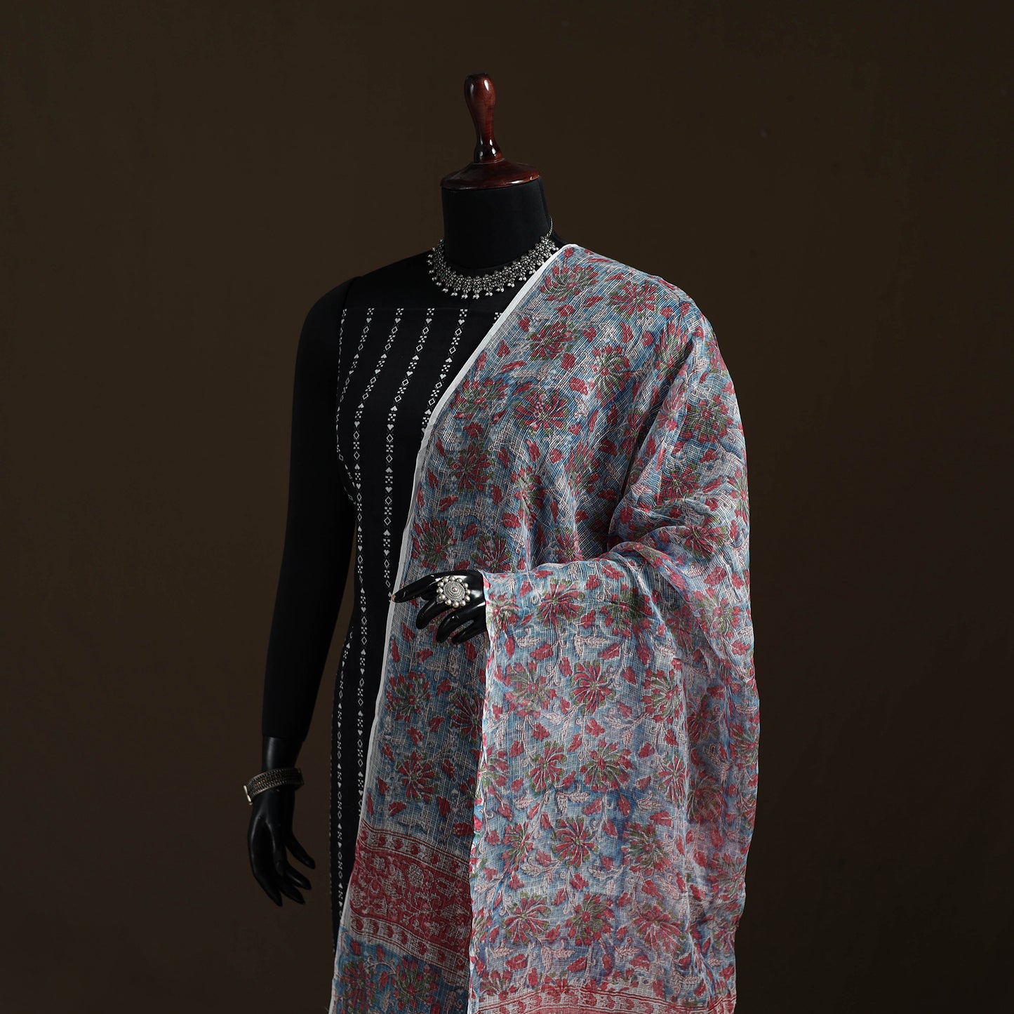 Sanganeri Hand Block Print Kota Doria Cotton Dupatta 65