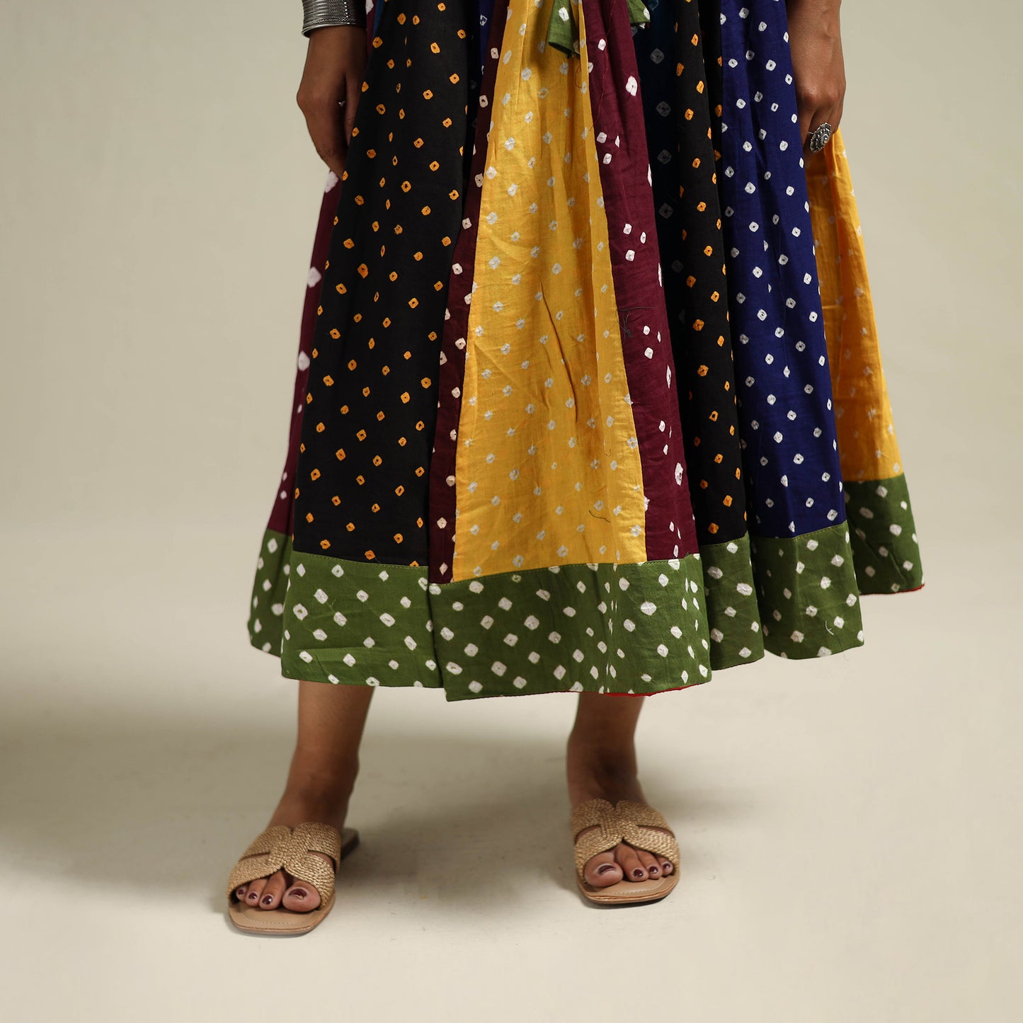 Multicolor - Bandhani Tie-Dye Patchwork Cotton Short Skirt 56