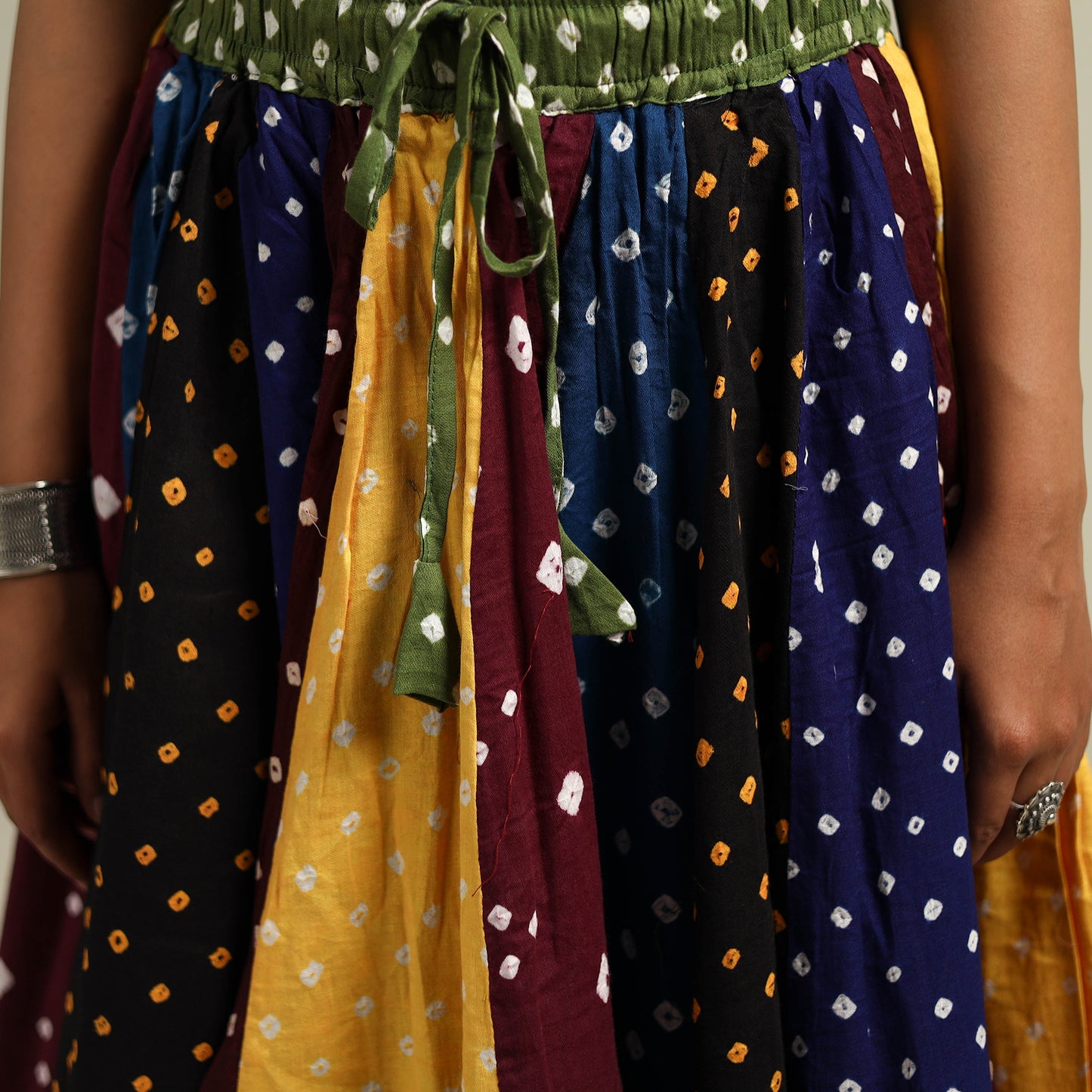 Multicolor - Bandhani Tie-Dye Patchwork Cotton Short Skirt 56