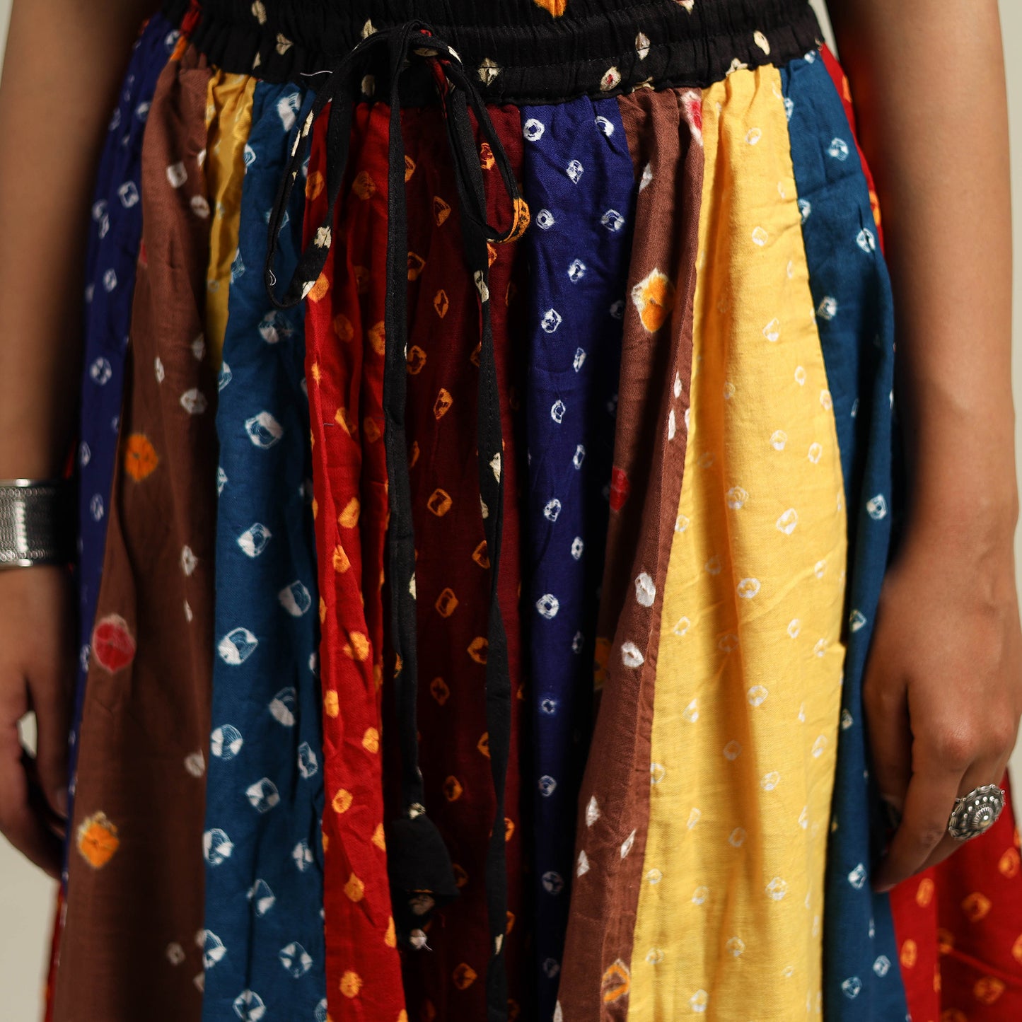 Multicolor - Bandhani Tie-Dye Patchwork Cotton Short Skirt 58