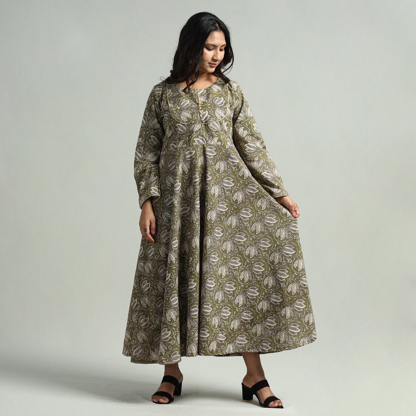 Buy Kalamkari Printed Cotton A-Line Dress Online at iTokri.com