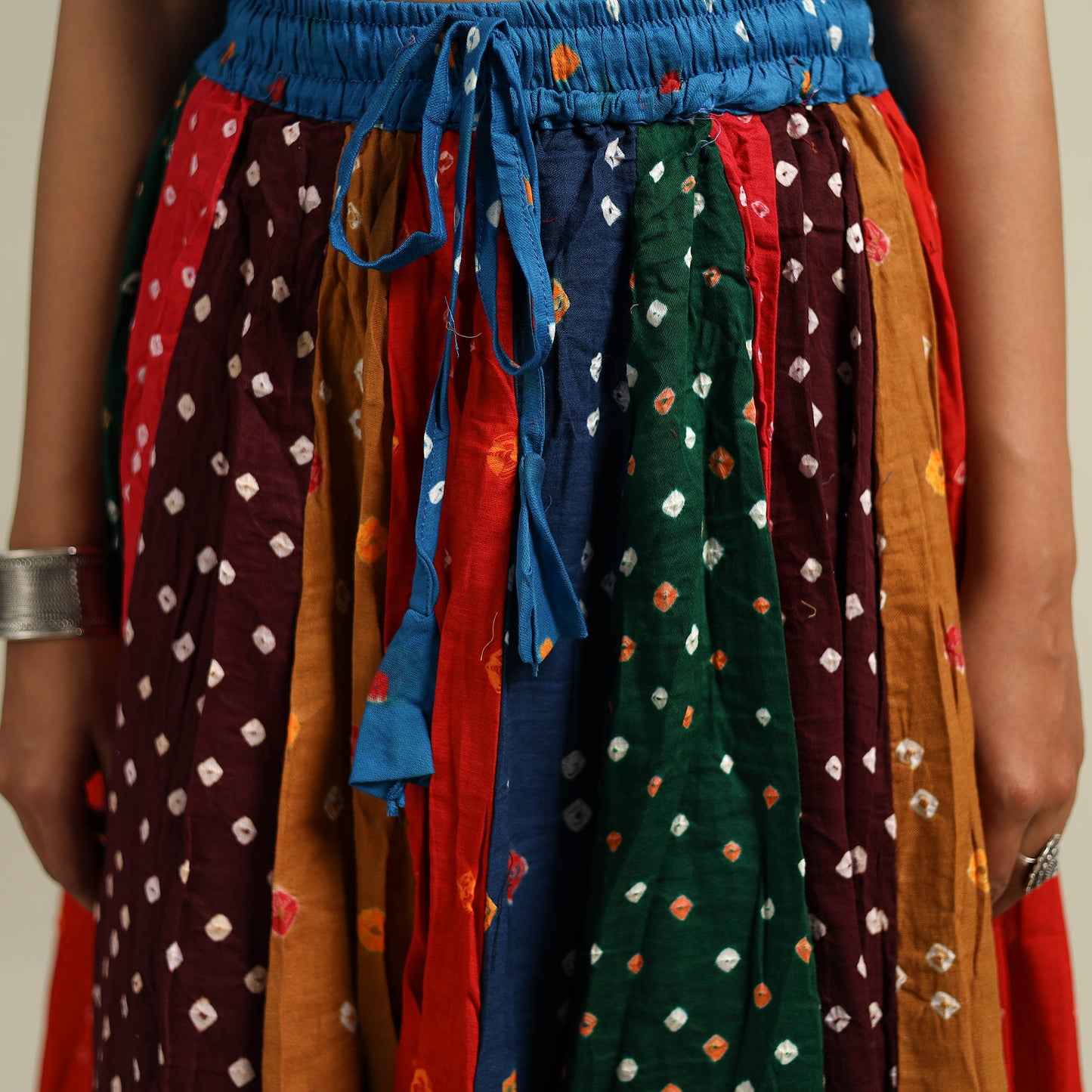 Multicolor - Bandhani Tie-Dye Patchwork Cotton Short Skirt 59