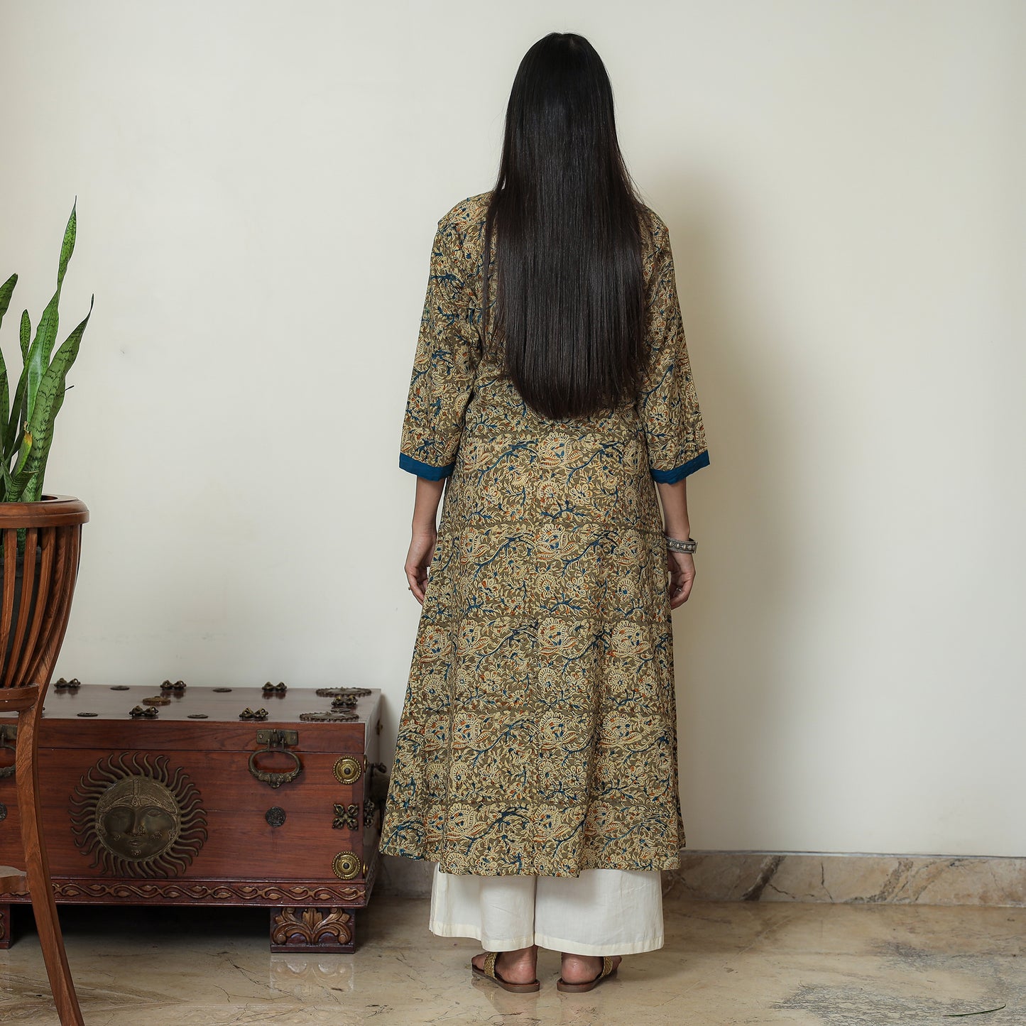 Buy Hand Block Print Cotton A-Line Kalamkari Kurta For Women