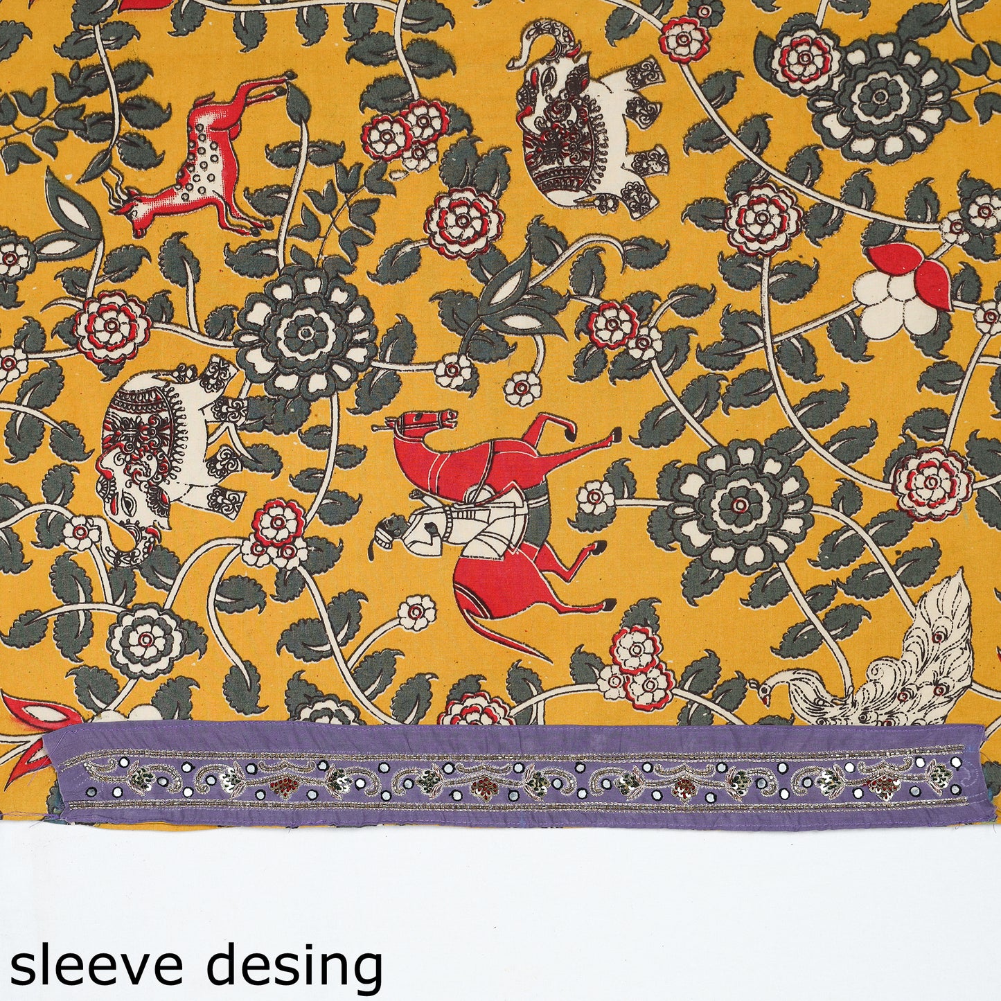 Buy Zardozi Hand Embroidered Kalamkari Cotton Blouse Piece 34