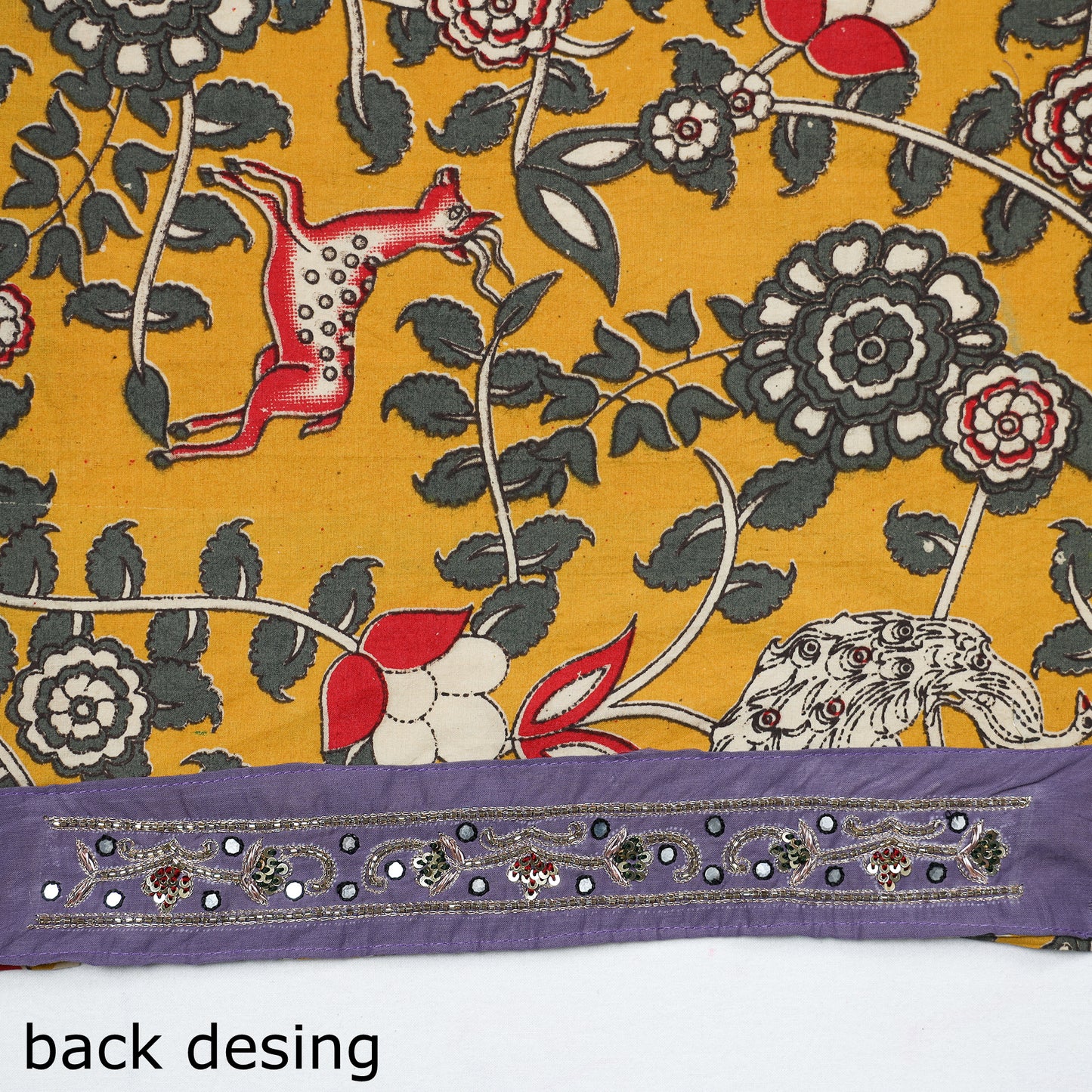 Buy Zardozi Hand Embroidered Kalamkari Cotton Blouse Piece 34