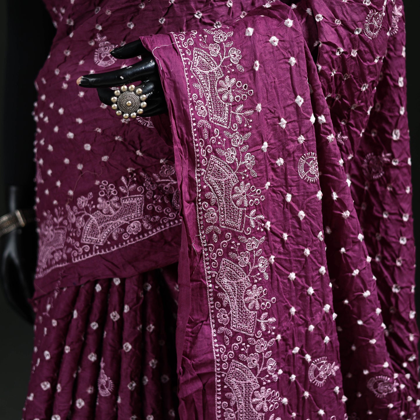 Kutch Bandhani Tie-Dye Cotton Saree 09