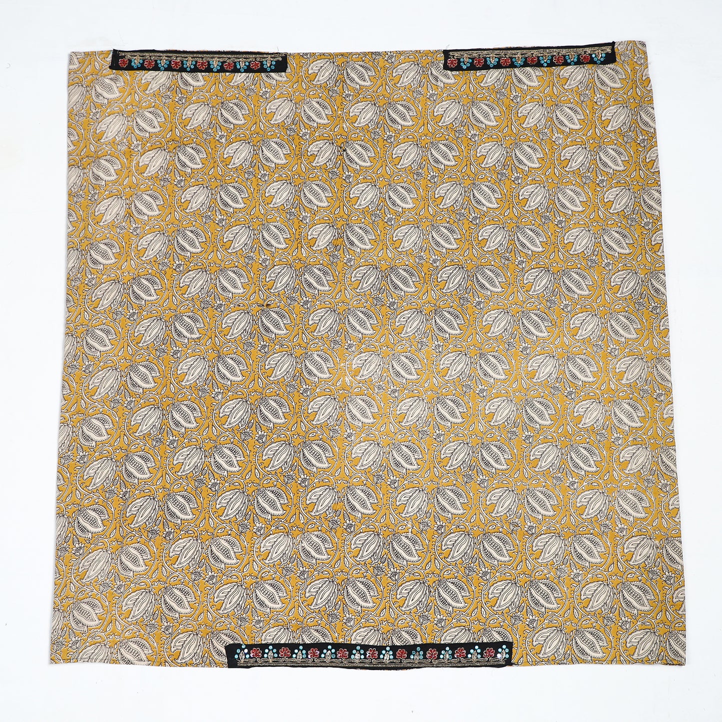 Yellow - zardozi hand embroidered kalamkari cotton blouse