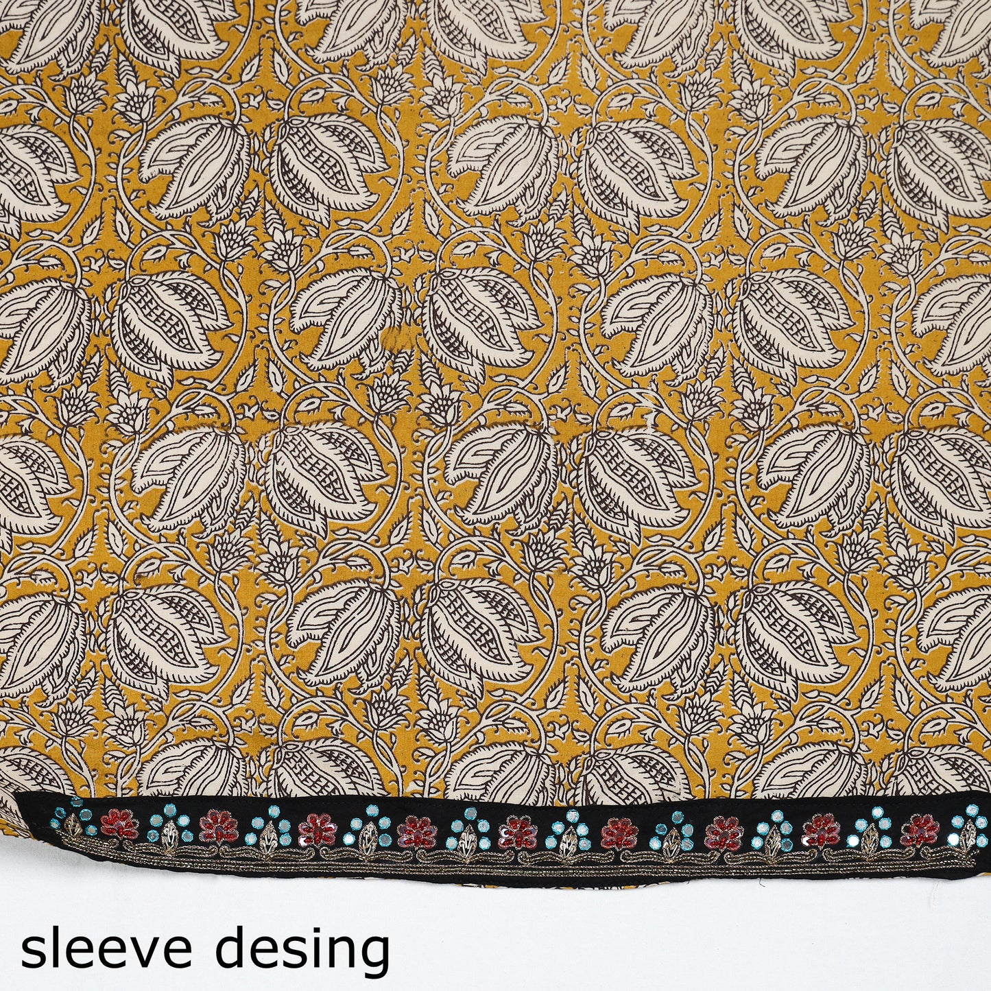 Yellow - zardozi hand embroidered kalamkari cotton blouse