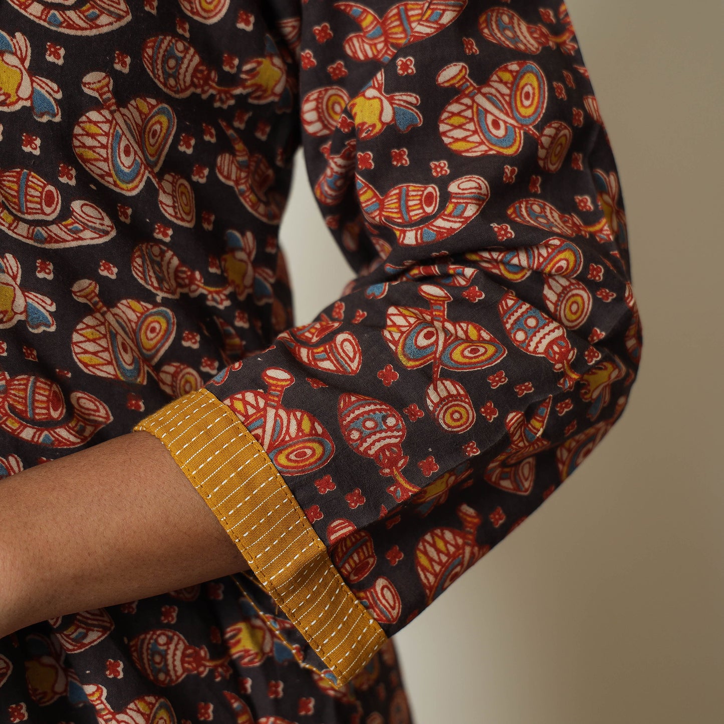 Buy Kalamkari Printed Cotton A-Line Kurta For Women