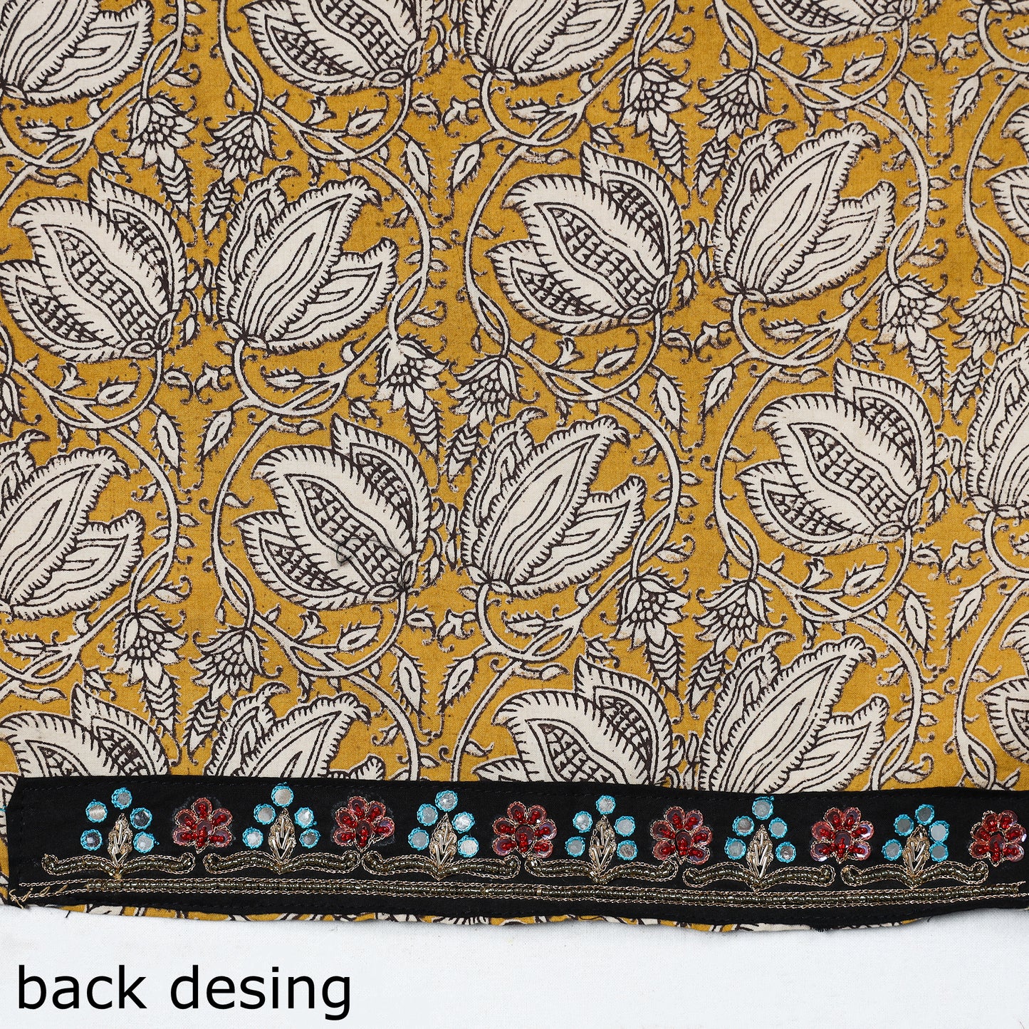 Yellow - zardozi hand embroidered kalamkari cotton blouse