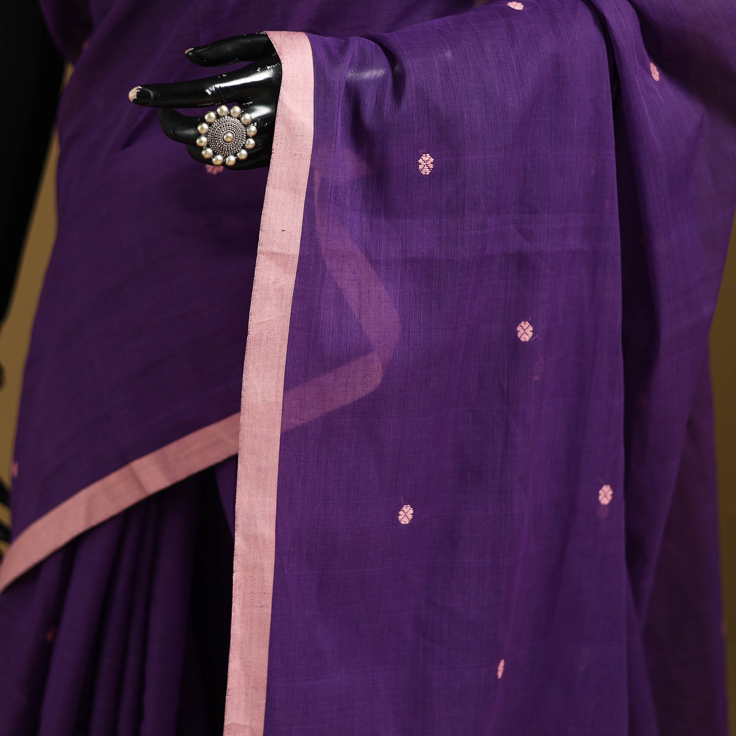 Purple - Bengal Handwoven Cotton Begumpuri Saree 05