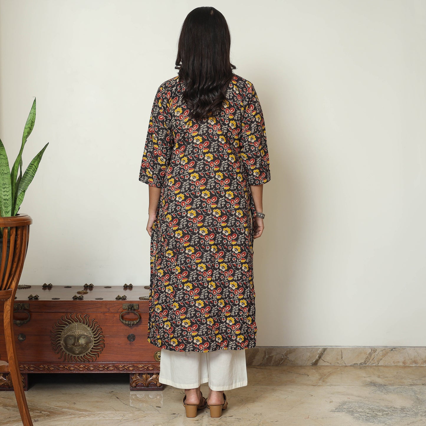 Buy Kalamkari Printed Cotton Straight Kurta For Women