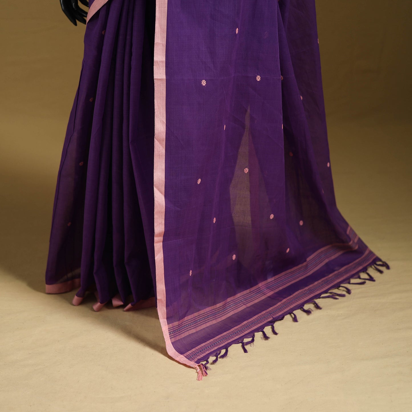 Purple - Bengal Handwoven Cotton Begumpuri Saree 05