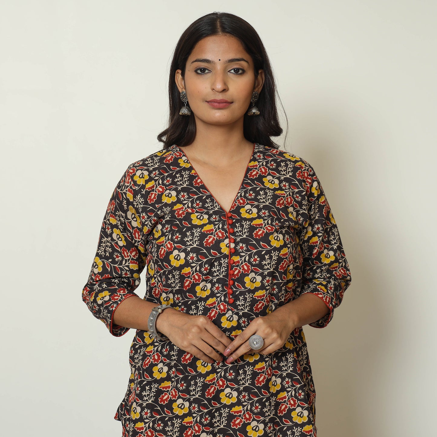Buy Kalamkari Printed Cotton Straight Kurta For Women