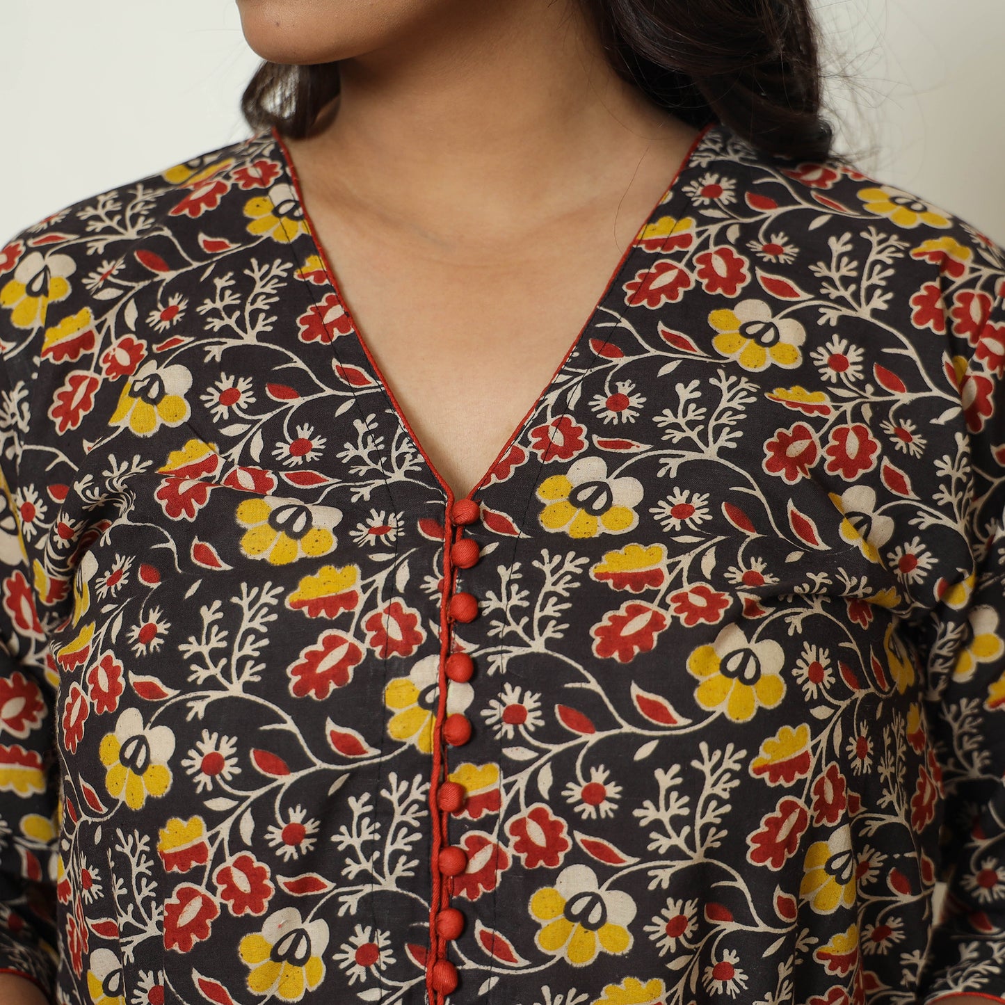 Buy Kalamkari Printed Cotton Straight Kurta For Women