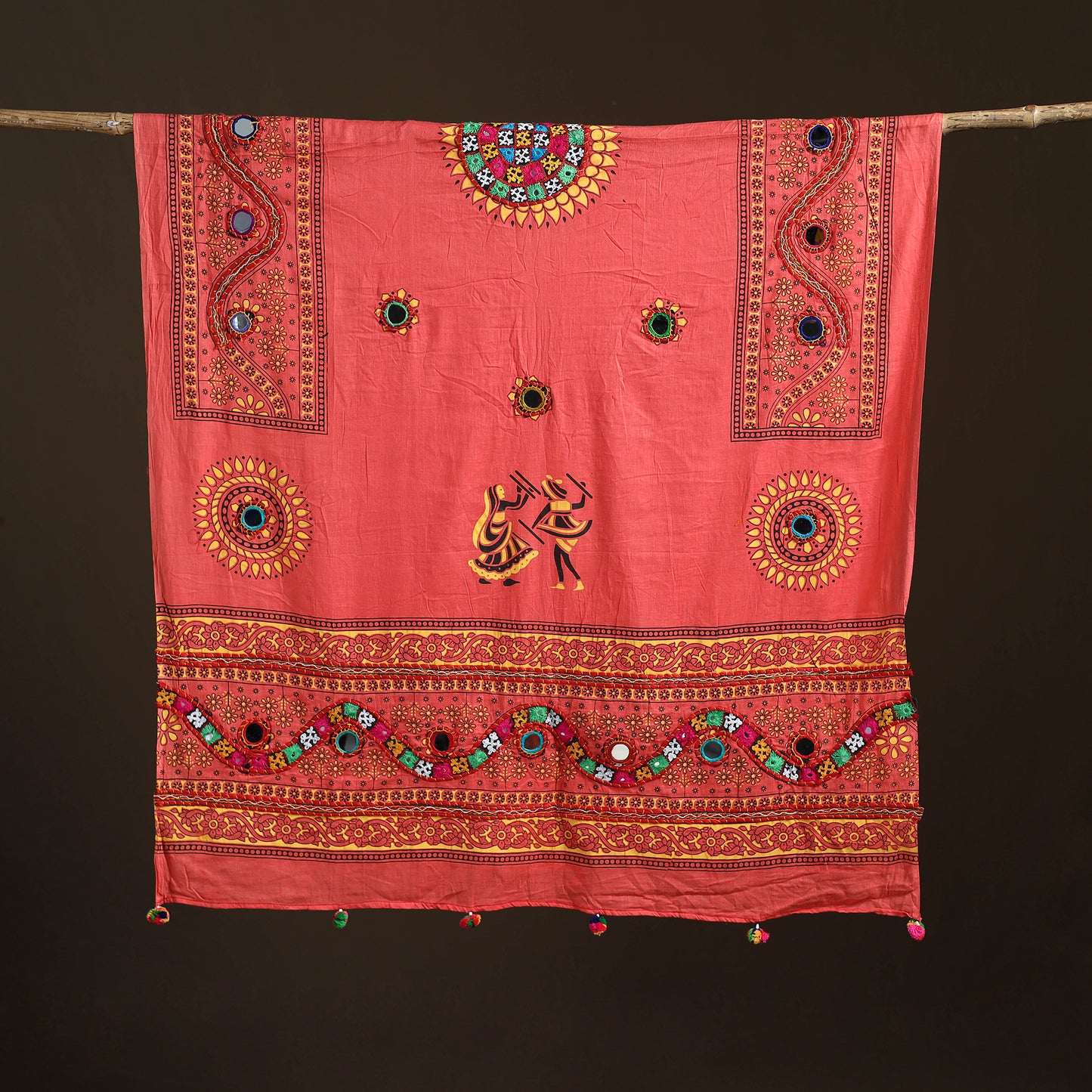 Kutch Hand Embroidered Mirror Work Printed Cotton Dupatta 09