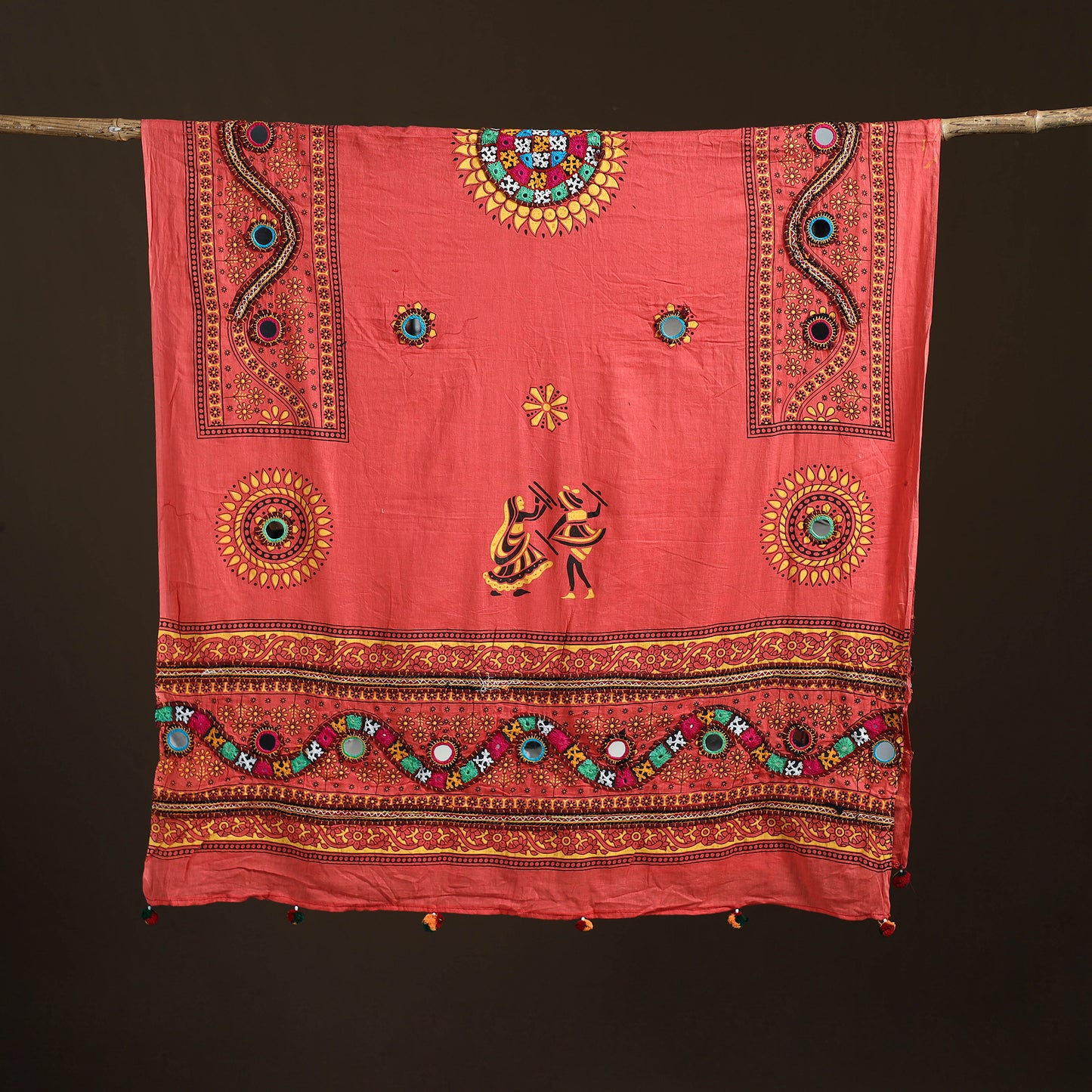 Kutch Hand Embroidered Mirror Work Printed Cotton Dupatta 08
