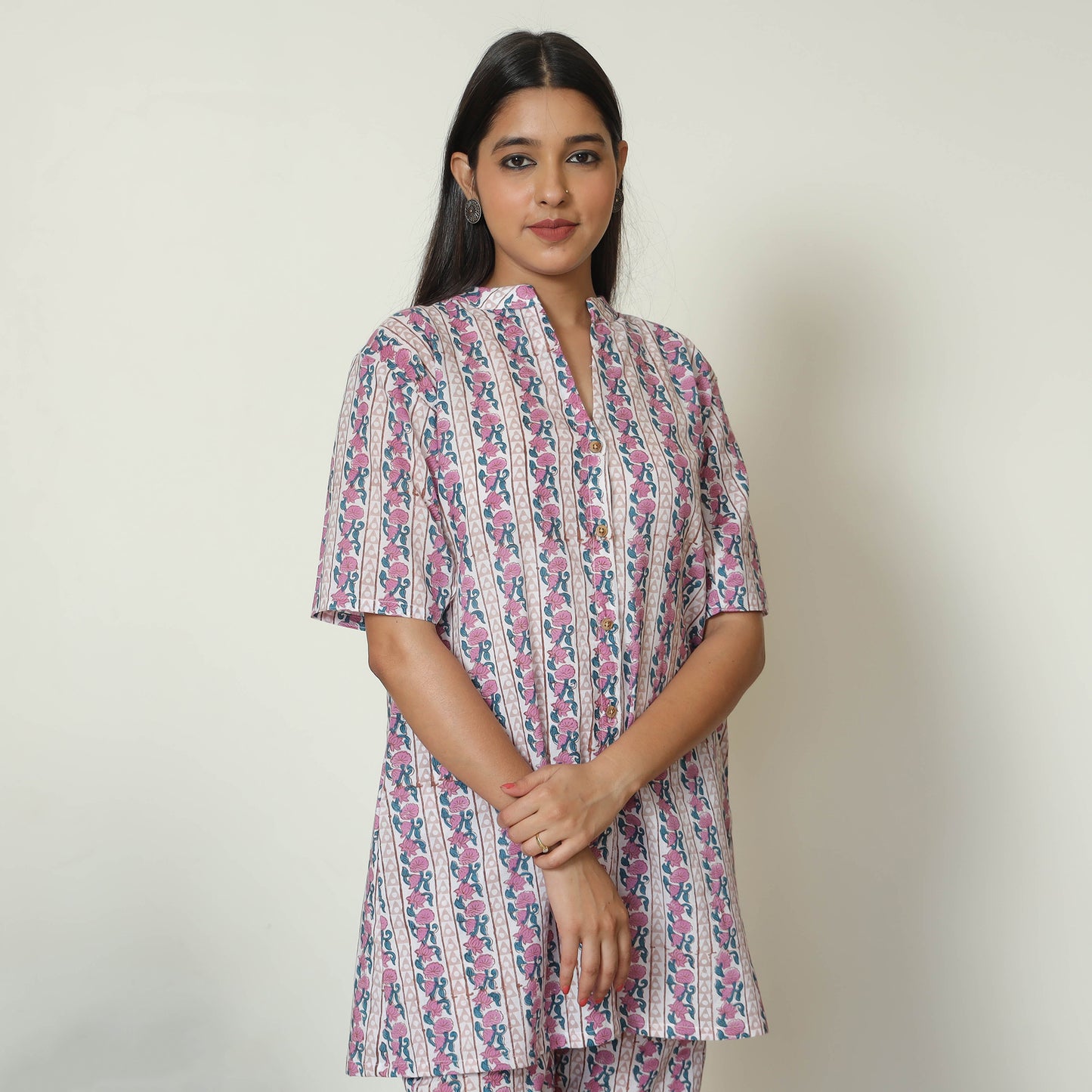 Multicolor - Sanganeri Block Printed Cotton Night Suit Set 10