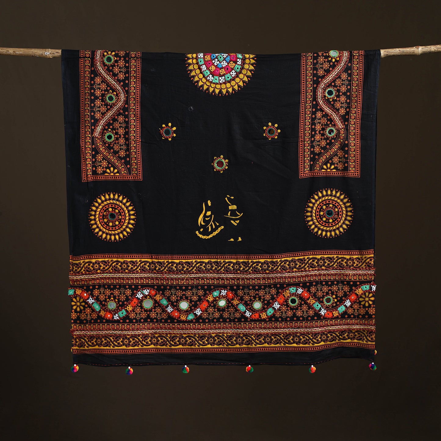 Kutch Hand Embroidered Mirror Work Printed Cotton Dupatta 05