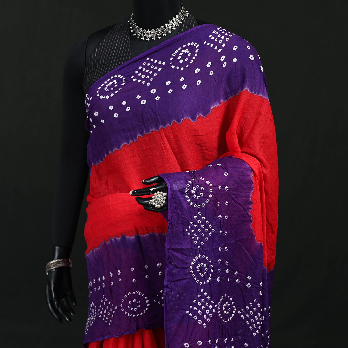 Kutch Bandhani Tie-Dye Cotton Saree 06