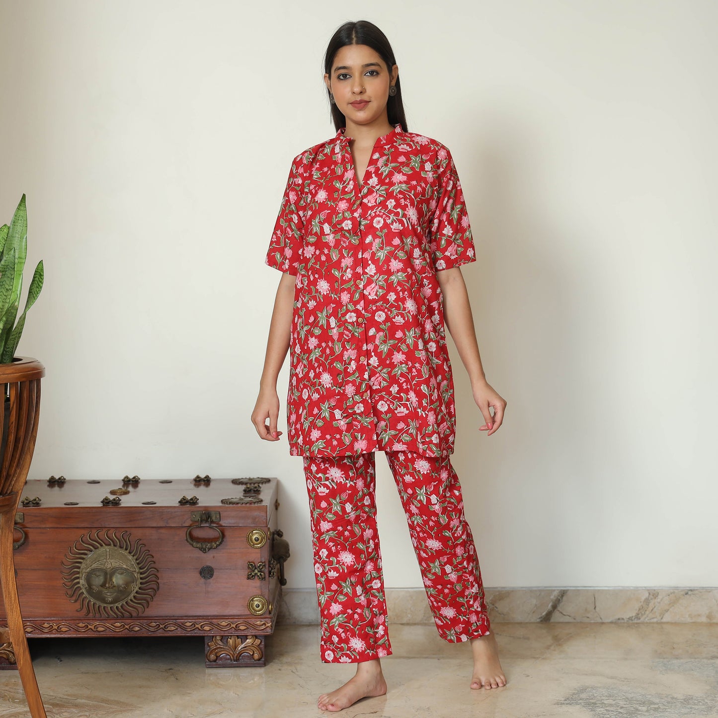 Buy Sanganeri Block Printed Cotton Night Suit Set 04 Online at iTokri.com