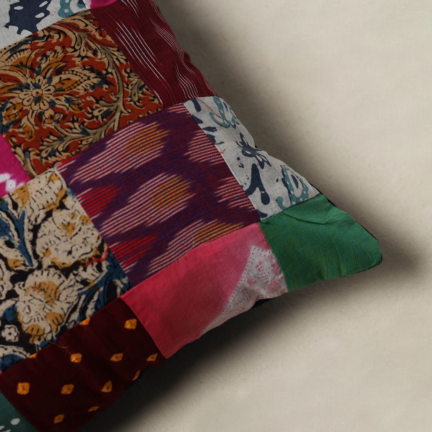 Handcrafted Patchwork Cushion Cover (16 x 16 in) 27