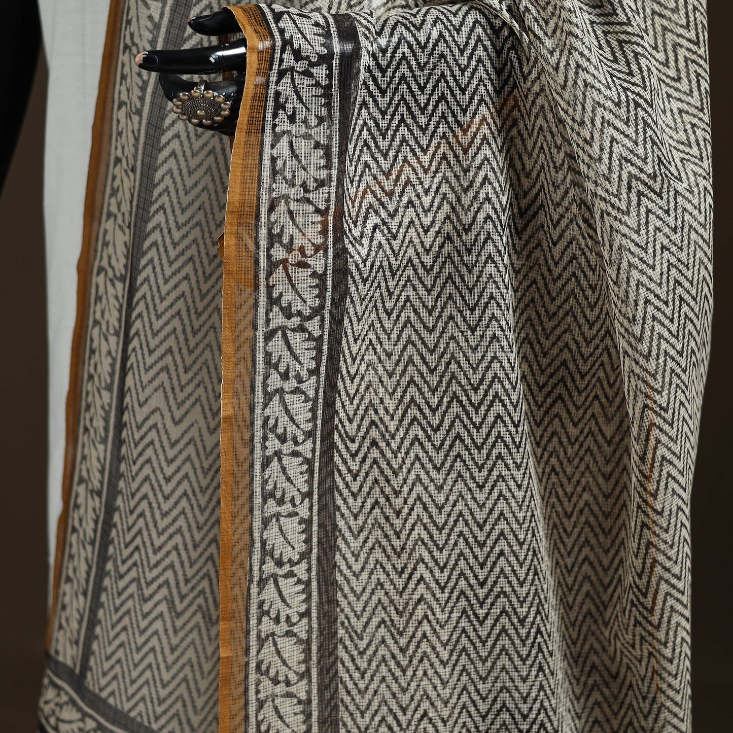 Bagru Hand Block Print Natural Dyed Kota Doria Cotton Dupatta 02