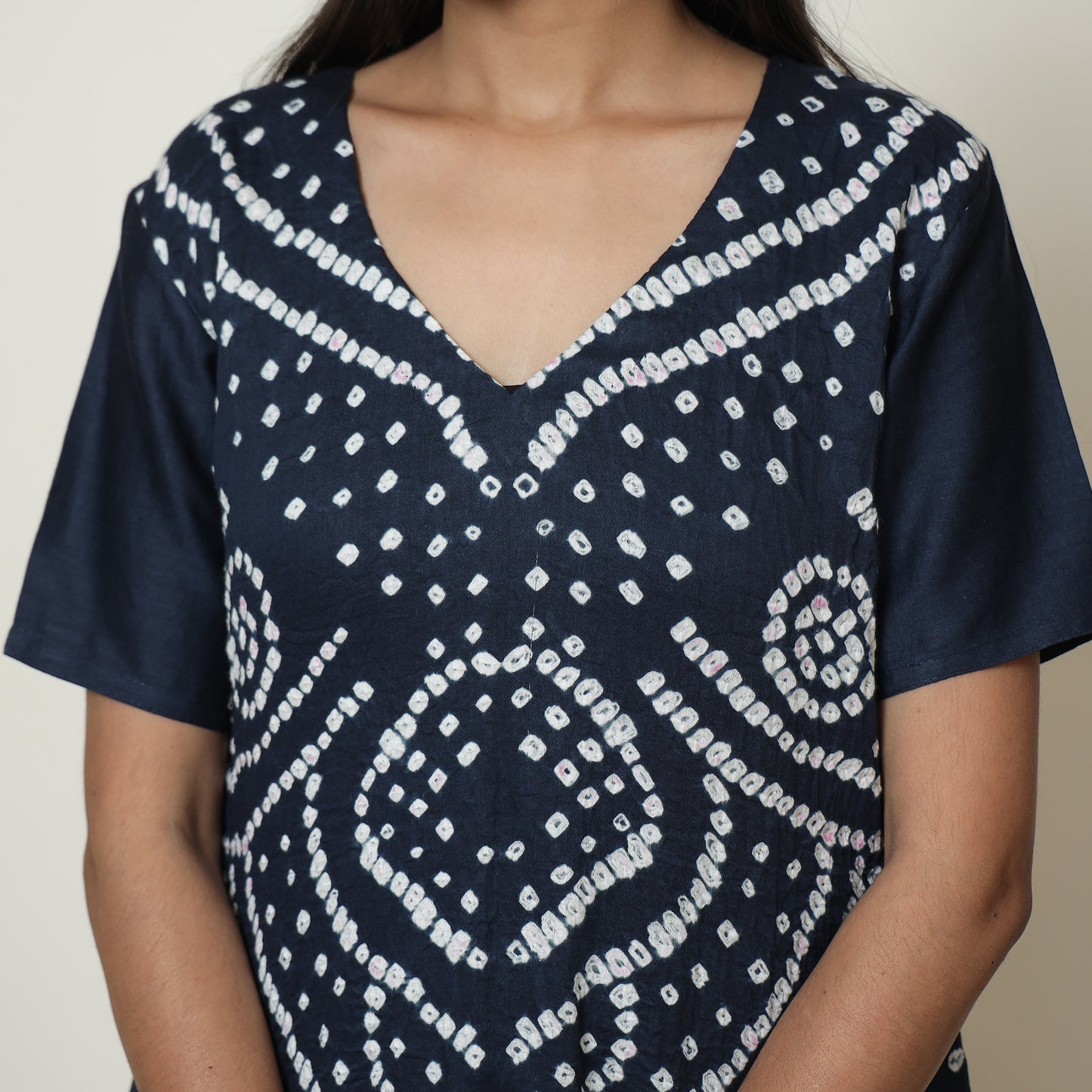 Blue - Bandhani Tie-Dye Cotton Kurta with Afghani Salwar & Dupatta Set 04