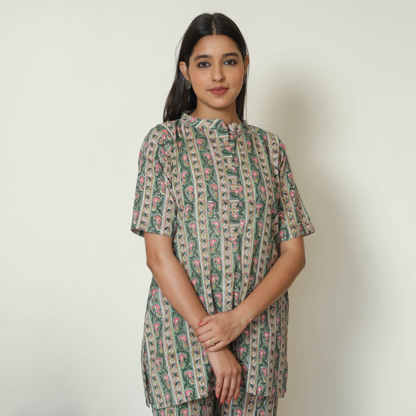 Multicolor - Sanganeri Block Printed Cotton Night Suit Set 06
