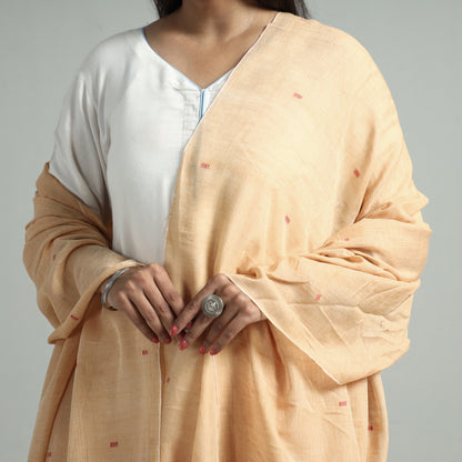 Yellow - Phulia Jamdani Buti Handloom Pure Cotton Dupatta 03