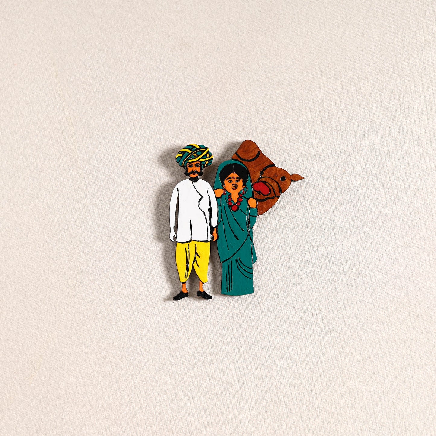 Rajasthani Couple Handpainted Fridge Magnet 35