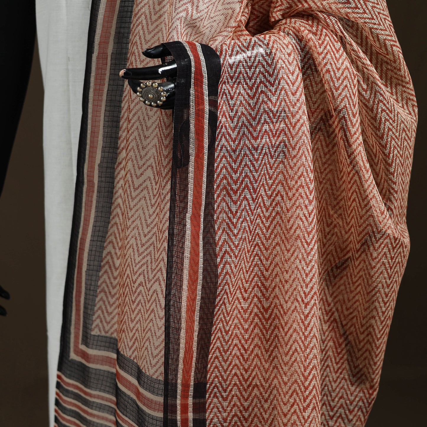 Bagru Hand Block Print Natural Dyed Kota Doria Cotton Dupatta 05