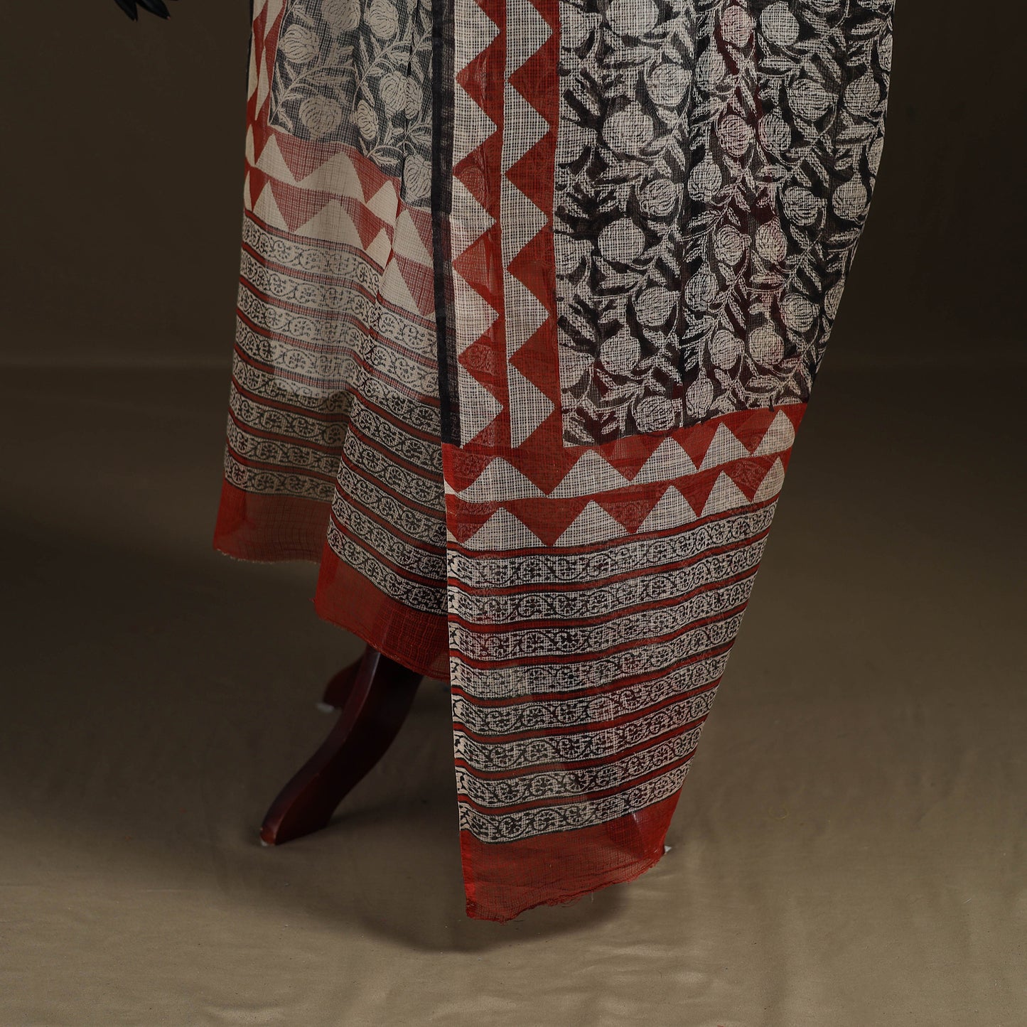 Bagru Hand Block Print Natural Dyed Kota Doria Cotton Dupatta 06
