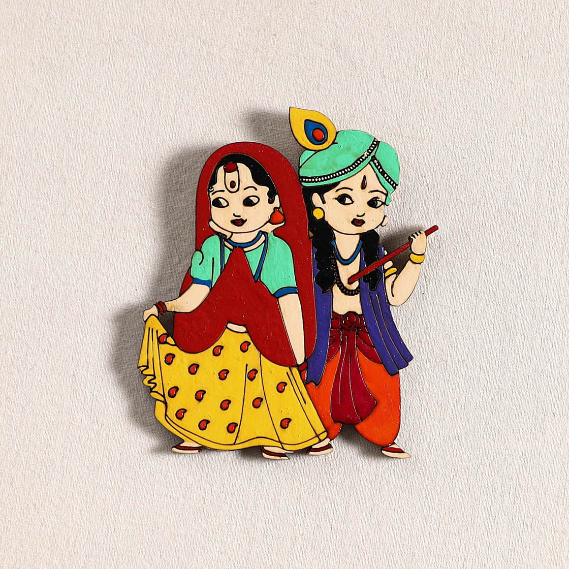 Radha Krishna Couple Handpainted Fridge Magnet 39