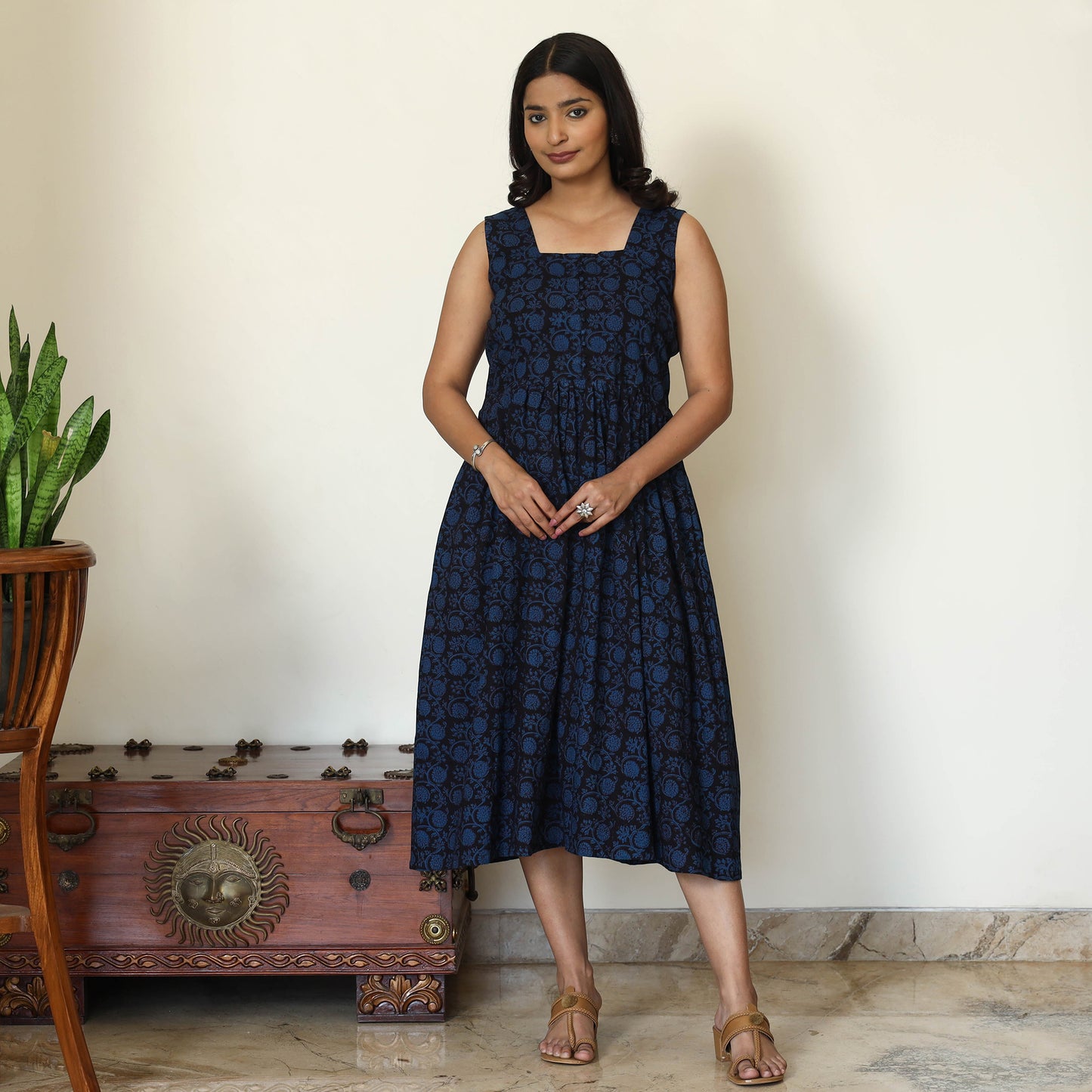 Black - Bagh Hand Block Printed Cotton Dress