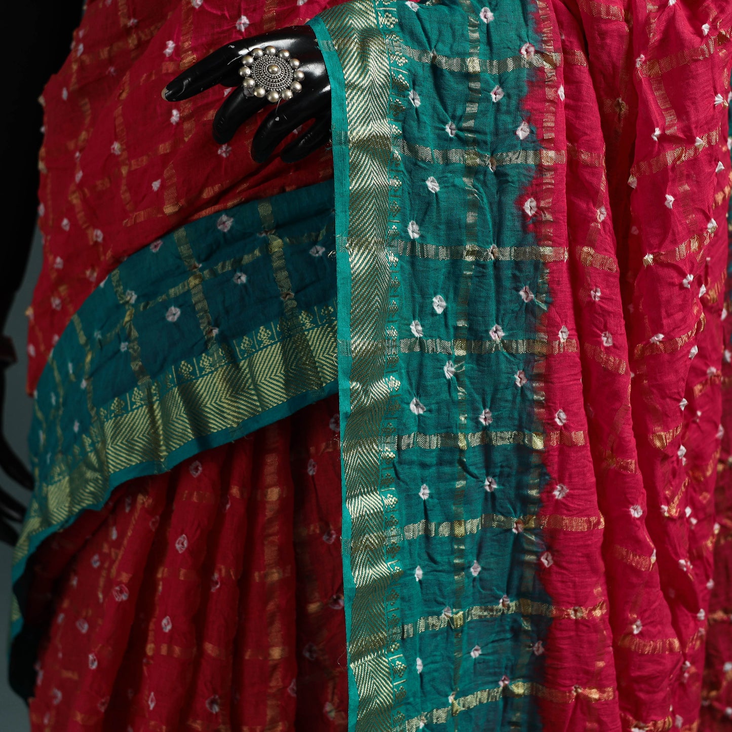Kutch Tie-Dye Bandhani Cotton Saree with Blouse Piece 03