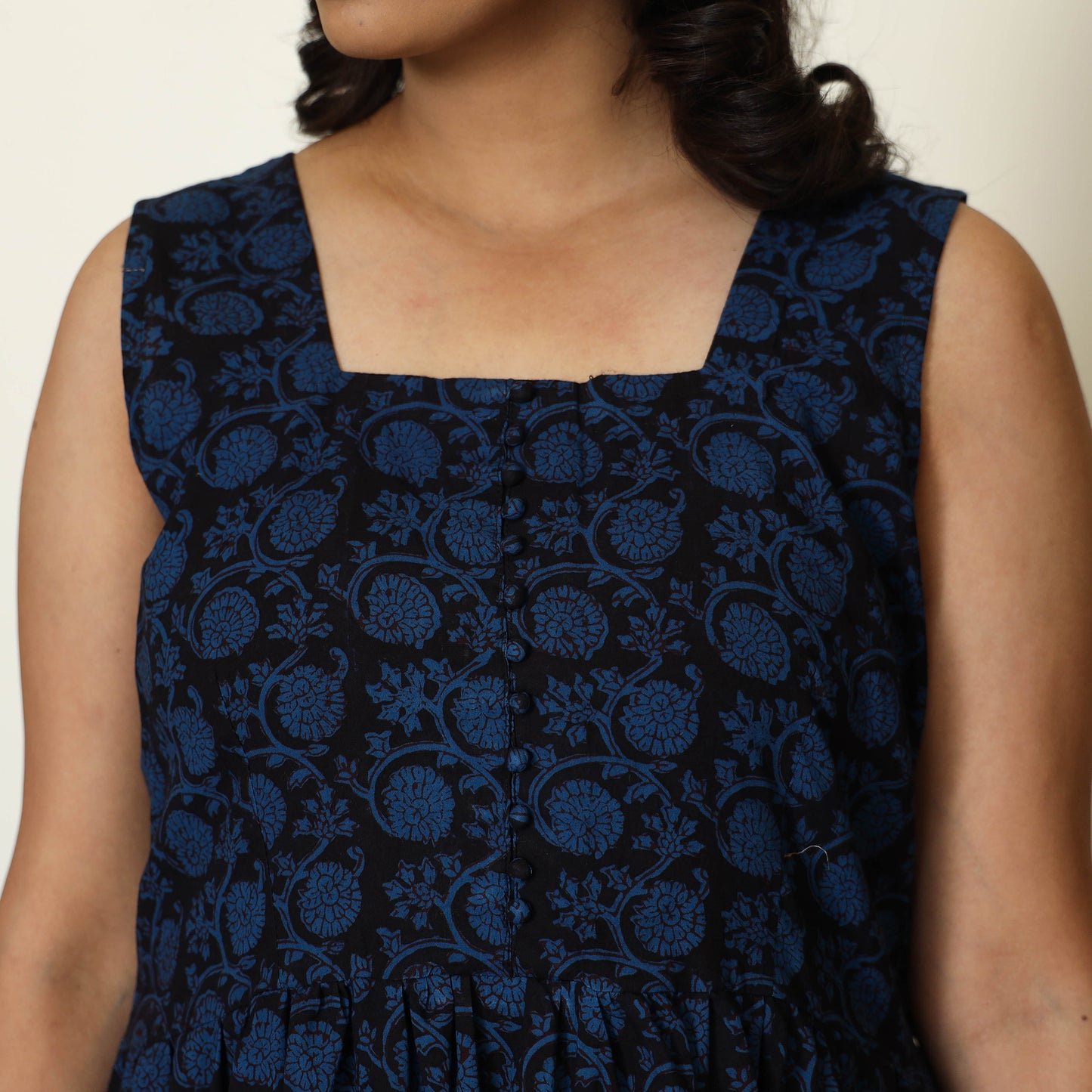 Black - Bagh Hand Block Printed Cotton Dress