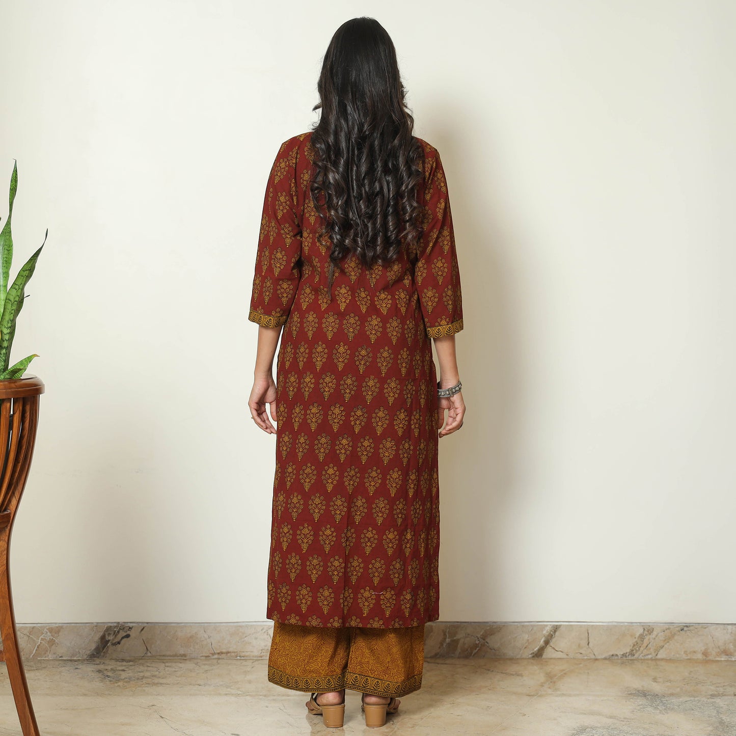 Red - Bagh Block Printed Cotton Kurta with Palazzo & Dupatta Set 15