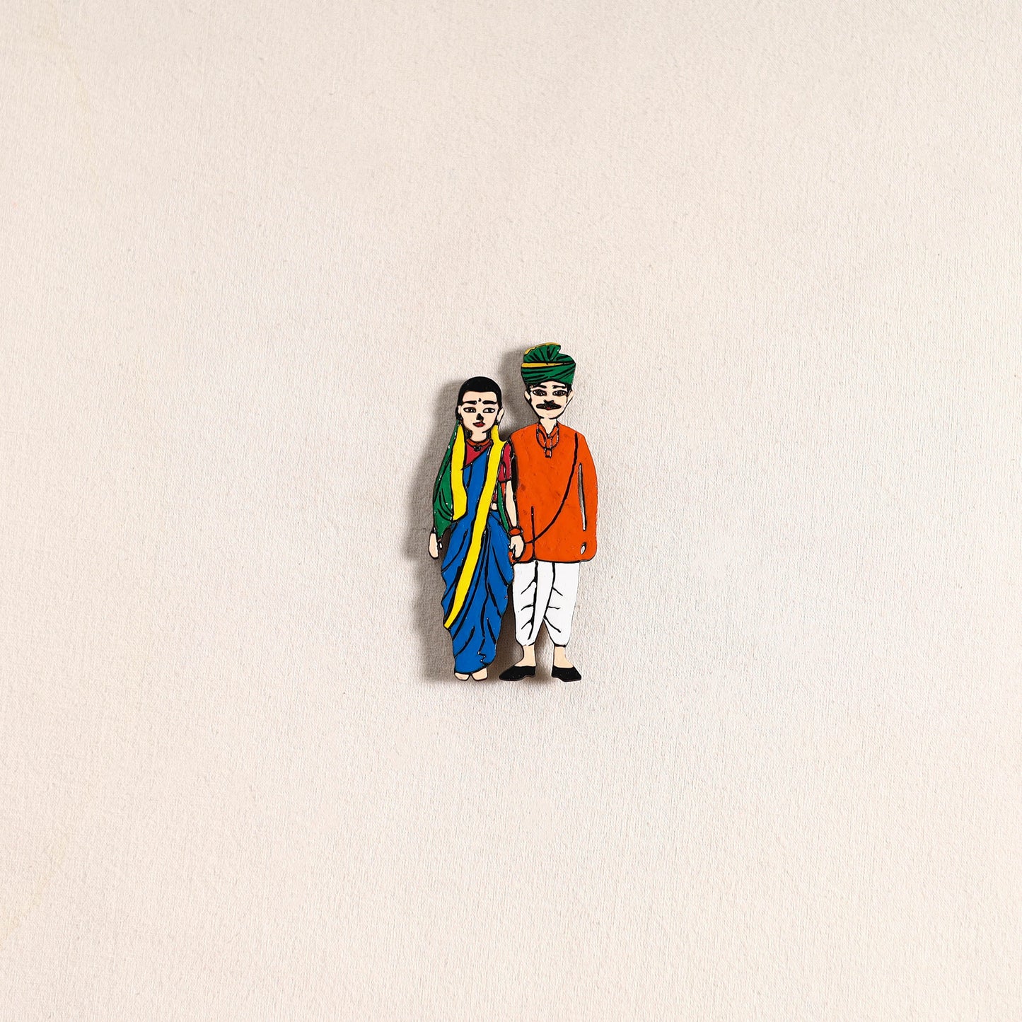 Marathi Couple Handpainted Fridge Magnet 48