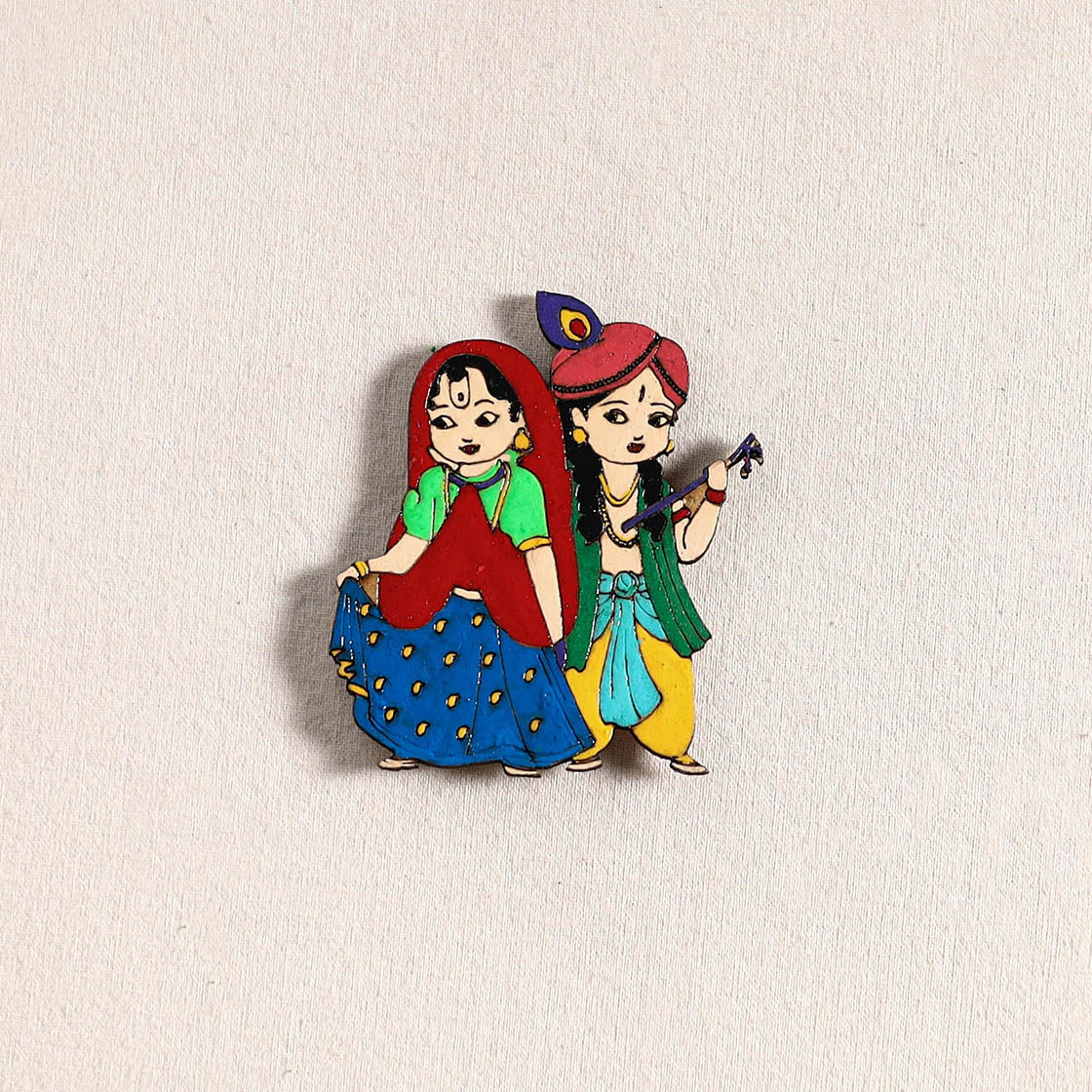 Radha Krishna Couple Handpainted Fridge Magnet 50